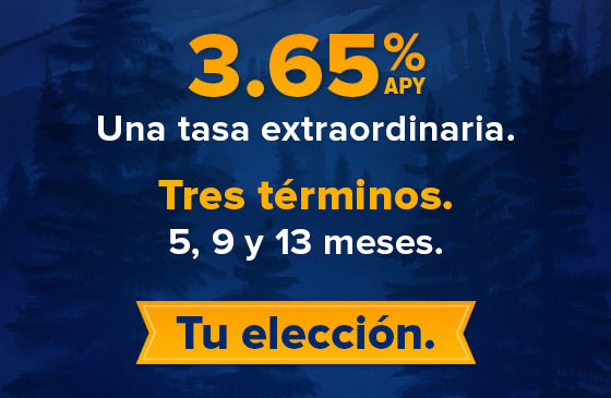 Su certificado de elección de la cooperativa de crédito comunitaria SELCO con un APY de 3,65%, elige plazos de 5-, 9- o 13- meses.
