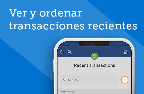 Ver y ordenar el gráfico de transacciones recientes